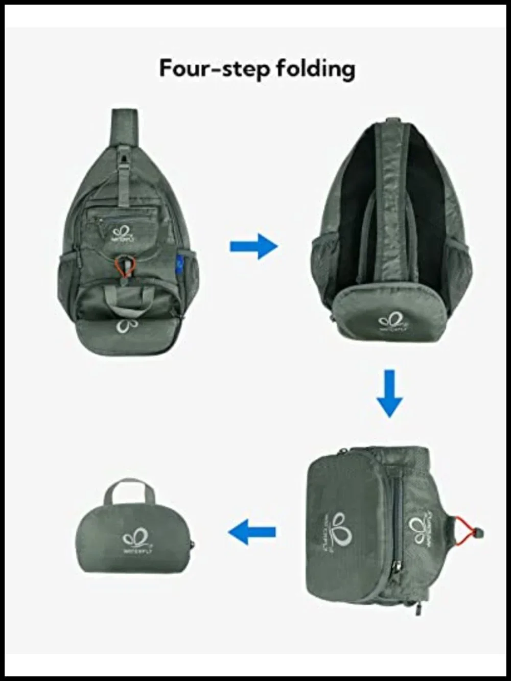 Packable Sling Backpack Crossbody Chest Bag Hiking Travel Water-resistant Nylon